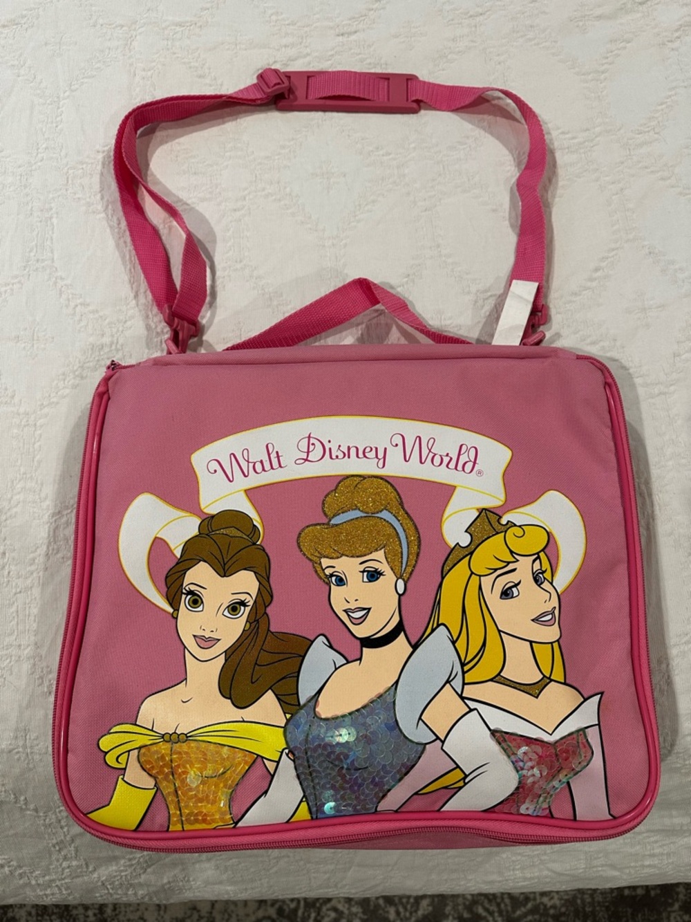 Disney Pink Princess Shoulder Bag for trading pins - Belle Cinderella Aurora